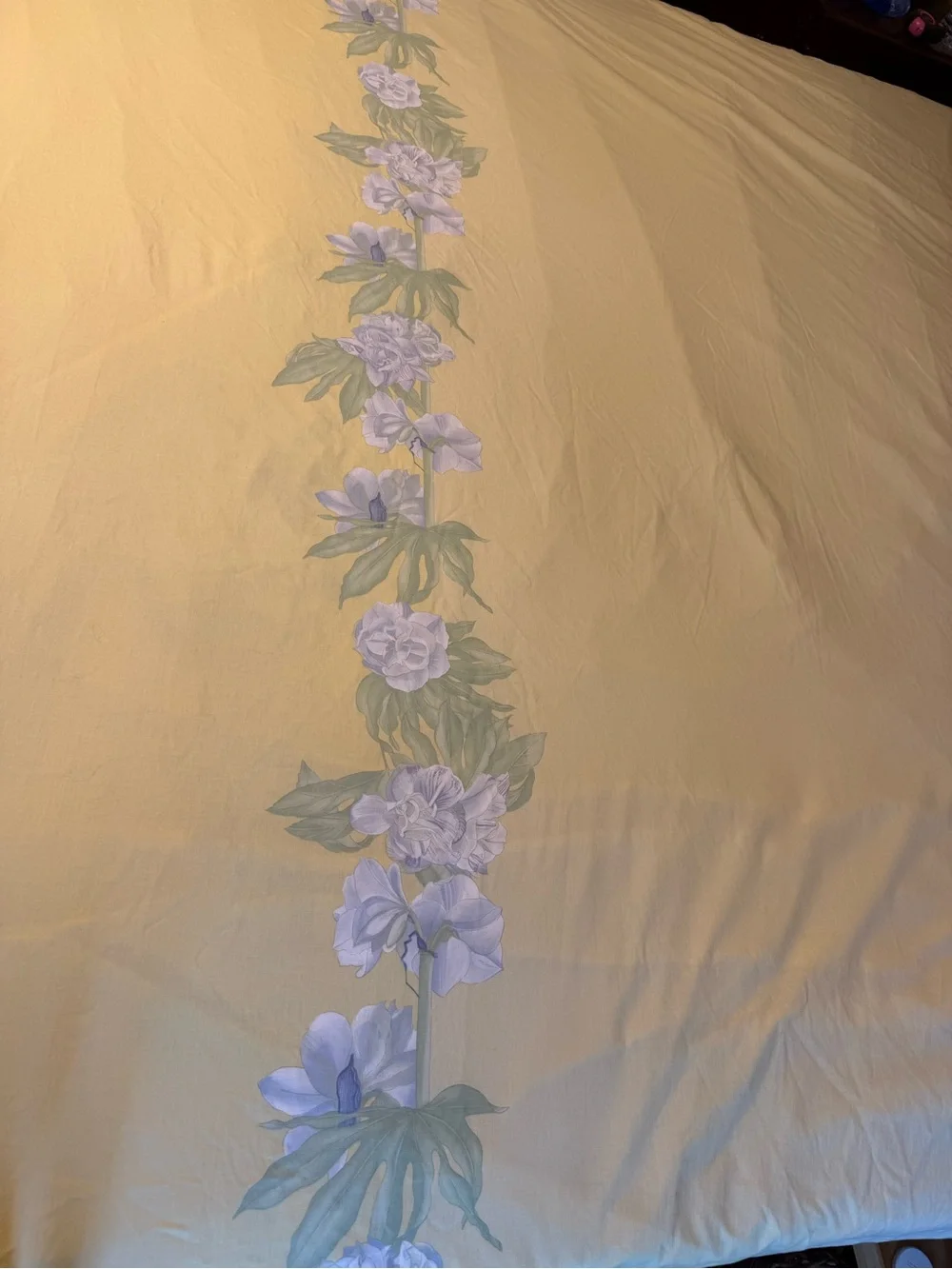 Yves Delorme Queen Duvet Jacinth Yellow Floral Swag Vintage French Cotton EUC
